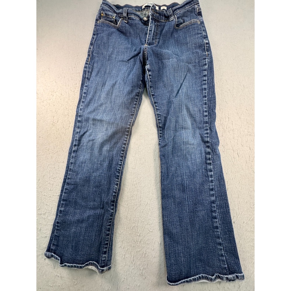 Old Navy Womens 4 Short Blue Denim Straight Leg Jeans Cuffed Hem Vintage Style
